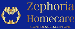 A blue and gold logo for zephyr home
